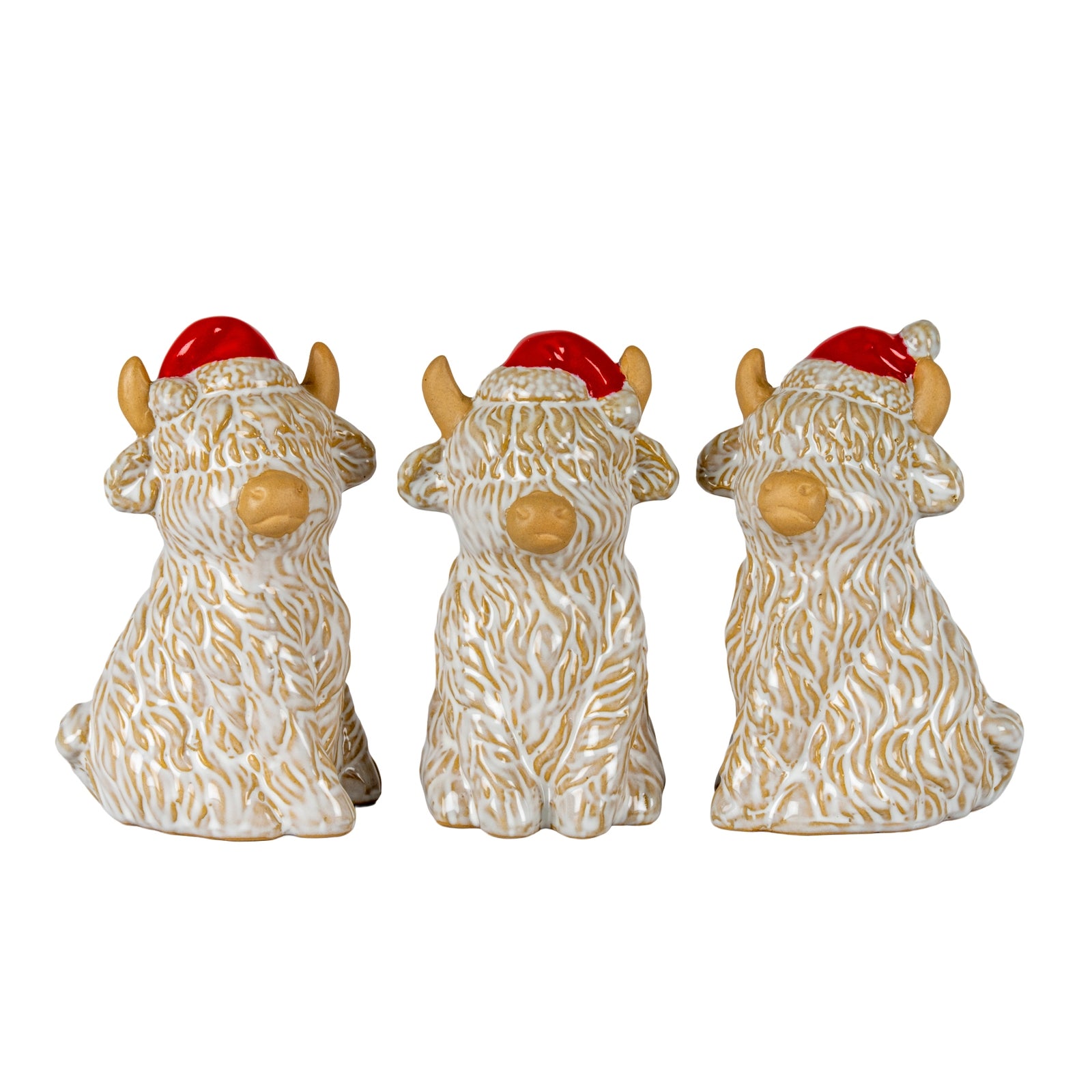 Merry Moo Ceramic Cow Ornament Gazing Right