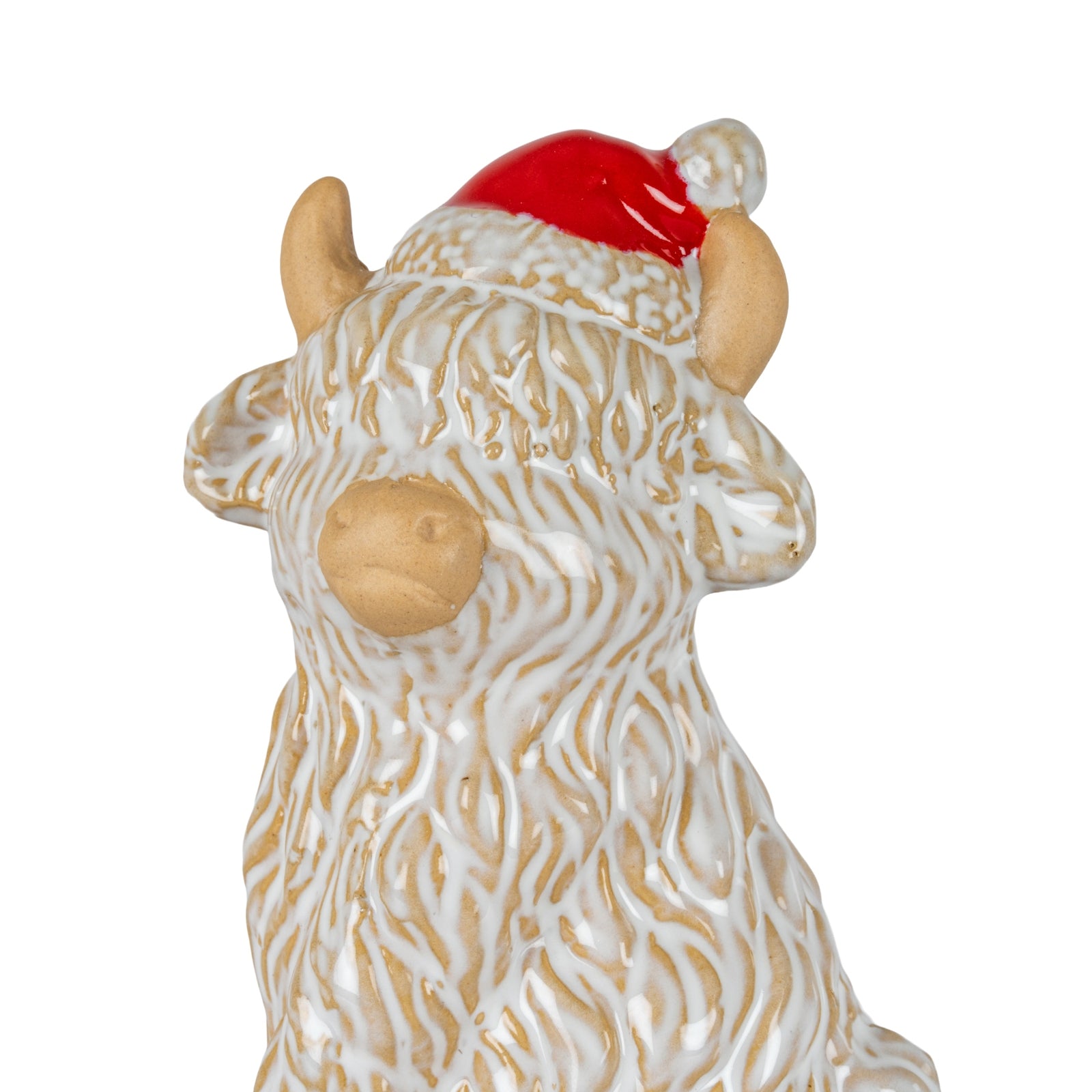 Merry Moo Ceramic Cow Ornament Gazing Left