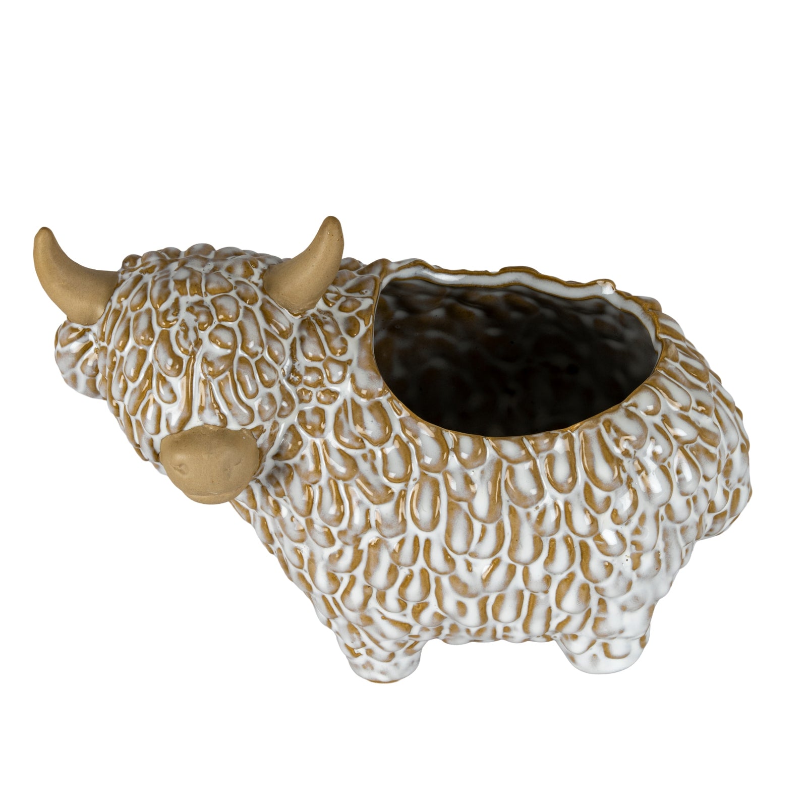 Alora Ceramic Highland Cow Planter Gazing Left