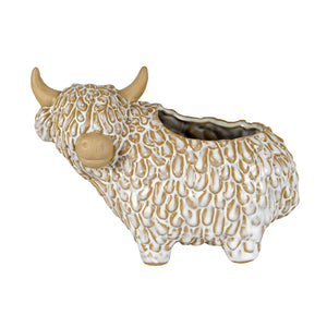 Alora Ceramic Highland Cow Planter Gazing Left