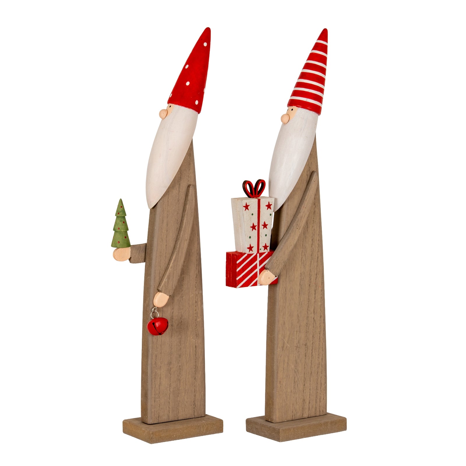 Wooden Festive Elf with Tree and Bell