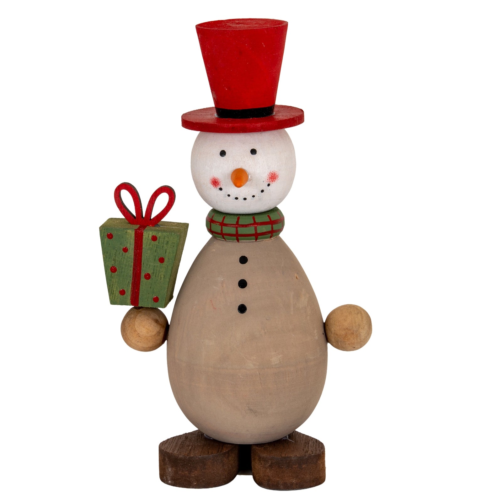 Wooden Snowman with Present