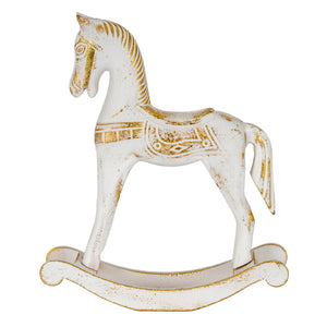 Small Whitewashed Wooden Rocking Horse