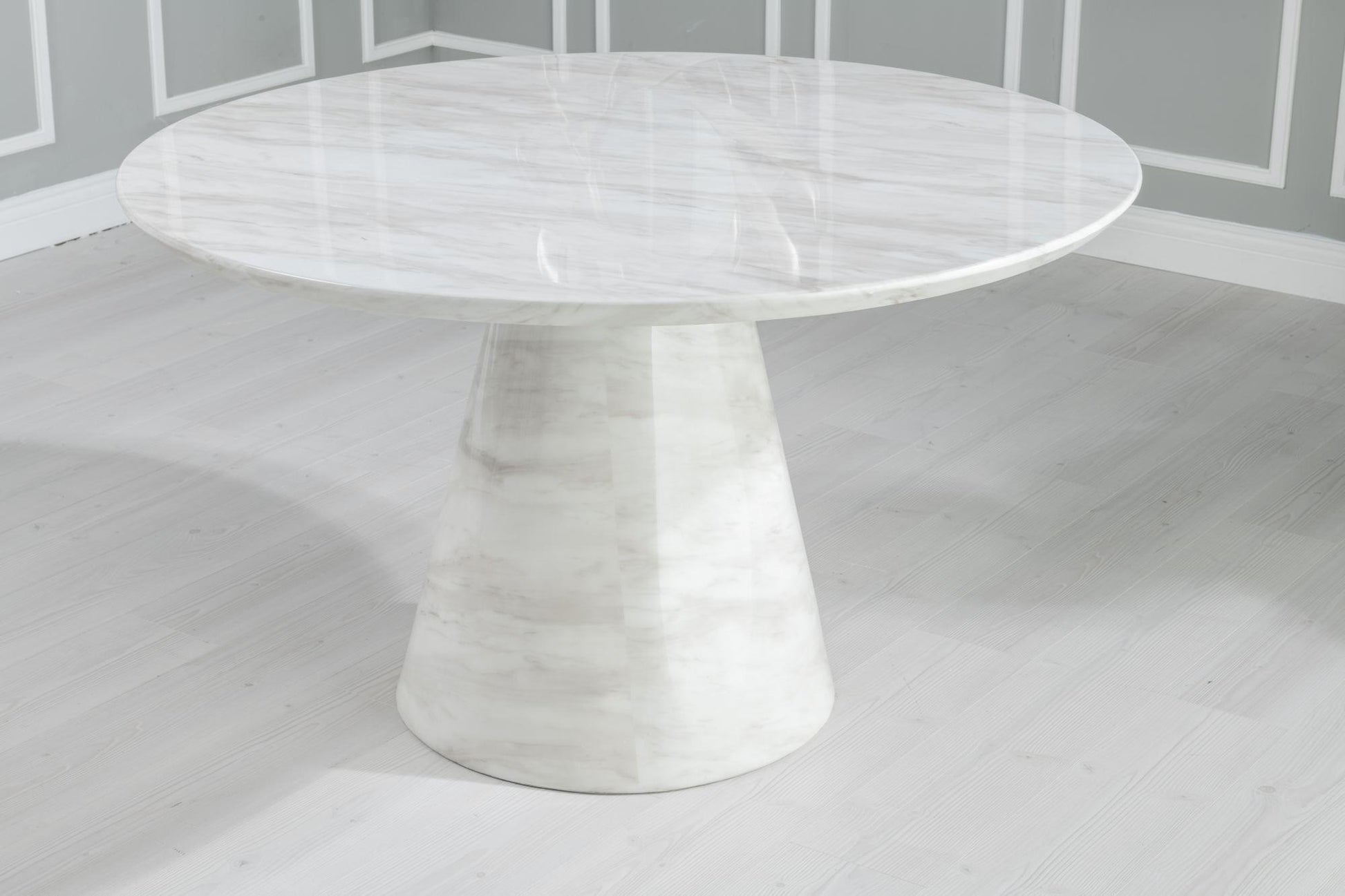 Cannes 130cm White Marble Round Dining Table