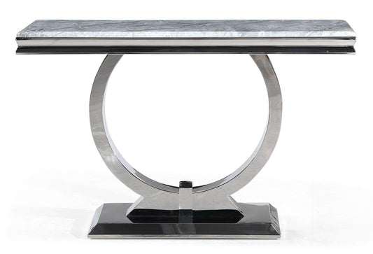 Welby Grey Marble and Chrome Console Table