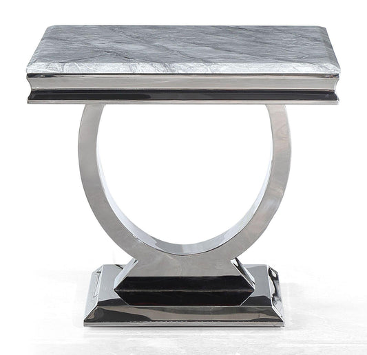 Welby Grey Marble and Chrome Side Table