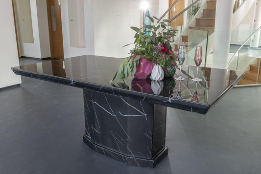 Nebula Black Marble Dining Table - 200cm
