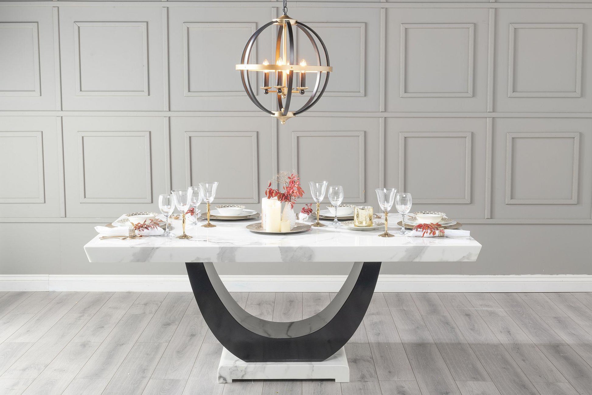 Omega White Marble Dining Table - 200cm