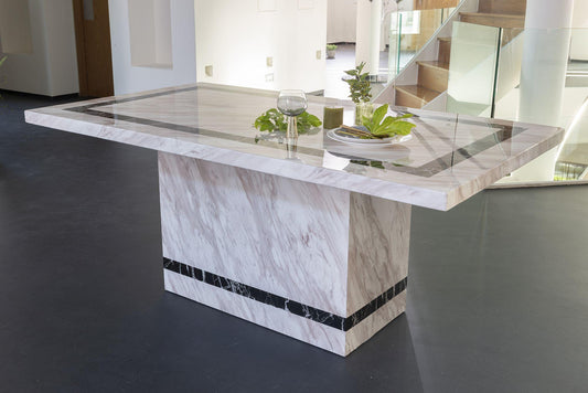 Arzano Cream Marble Dining Table - 200cm