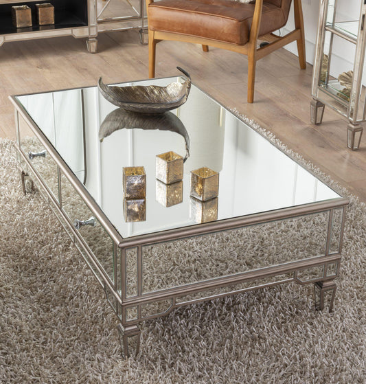 Acorn Mirrored Champagne Trim Coffee Table