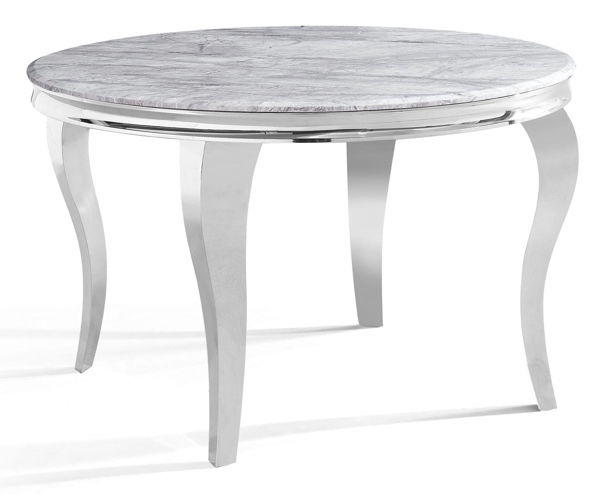 Merida Grey Marble and Chrome Round Dining Table - 120cm