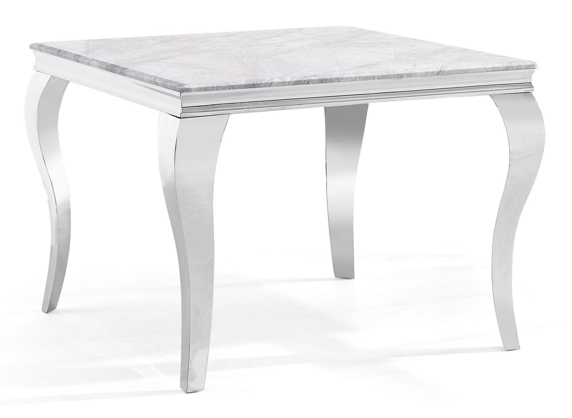 Merida Grey Marble and Chrome Square Dining Table - 100cm