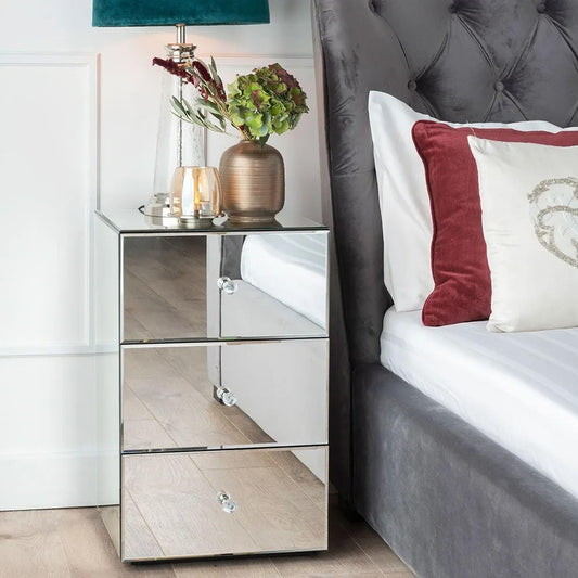 Scala Mirrored 3 Drawer Bedside Cabinet