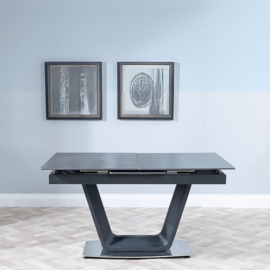 Delta Black Sintered Stone Extending Dining Table - 140cm/180cm