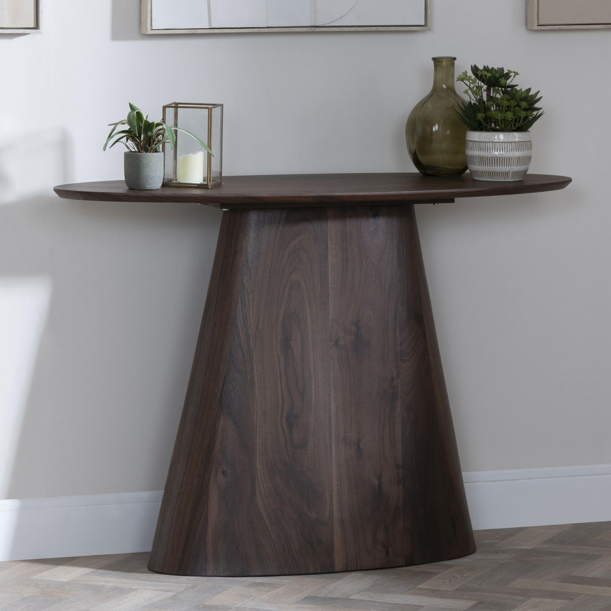 Whitby Walnut Oval Console Table