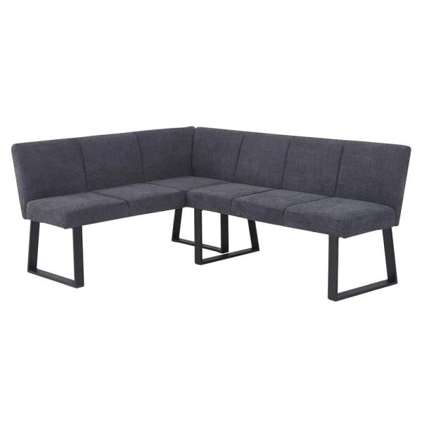 Bromley Dark Grey Fabric Corner Dining Bench - LHF