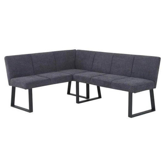 Bromley Dark Grey Fabric Corner Dining Bench - LHF