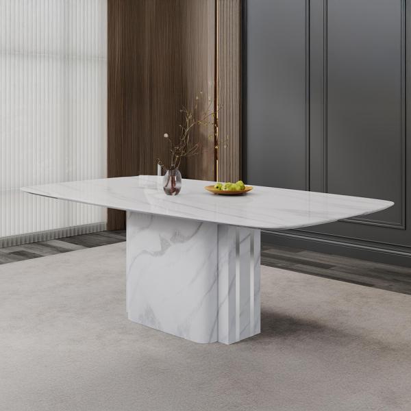 Valente White Marble Dining Table - 240cm