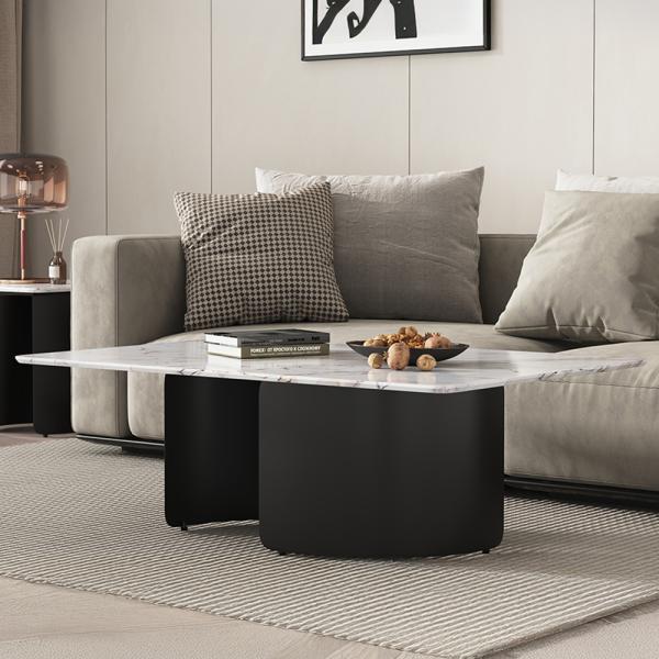 Eclipse Silver White Marble Coffee Table