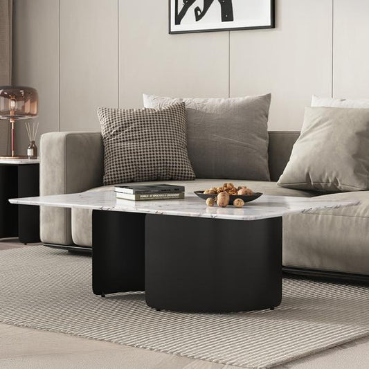 Eclipse Silver White Marble Coffee Table