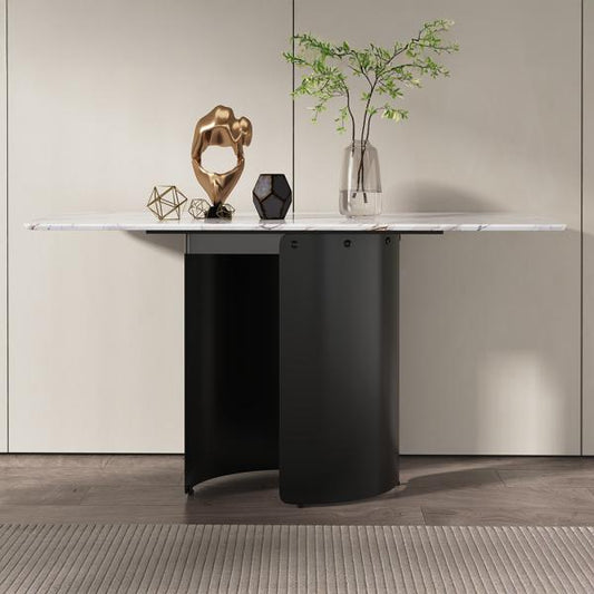Eclipse Silver White Marble Console Table
