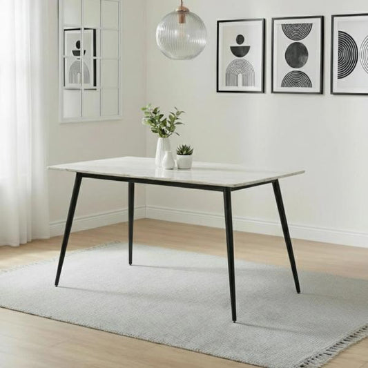 Celesto Compact 4 Seater White Ceramic Dining Table - 120cm