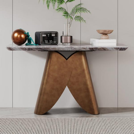 Athena Bronze White Marble Console Table