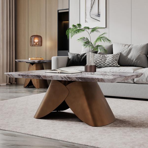 Athena Bronze White Marble Coffee Table