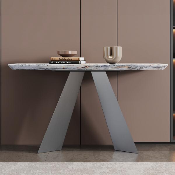 Daytona Silver White Marble Console Table