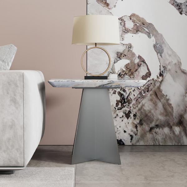 Daytona Silver White Marble Side Table