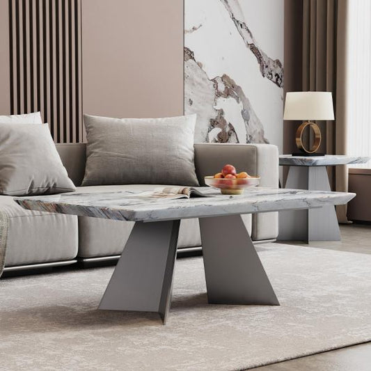 Daytona Silver White Marble Coffee Table