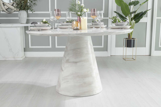 Cannes 130cm White Marble Round Dining Table