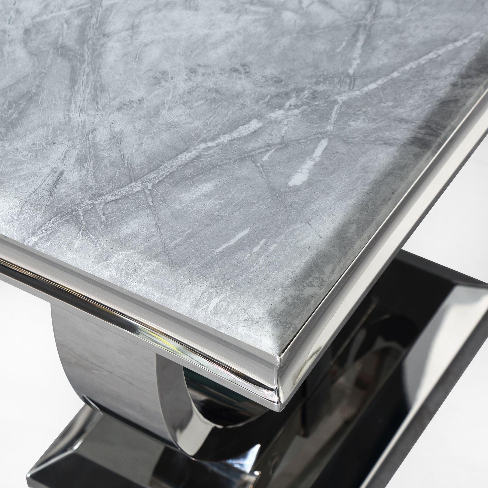 Welby Grey Marble and Chrome Dining Table - 180cm
