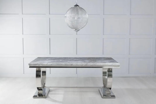Welby Grey Marble and Chrome Dining Table - 200cm
