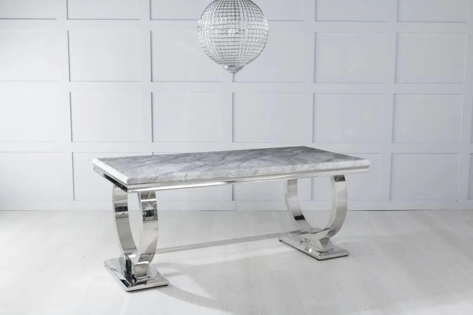 Welby Grey Marble and Chrome Dining Table - 180cm