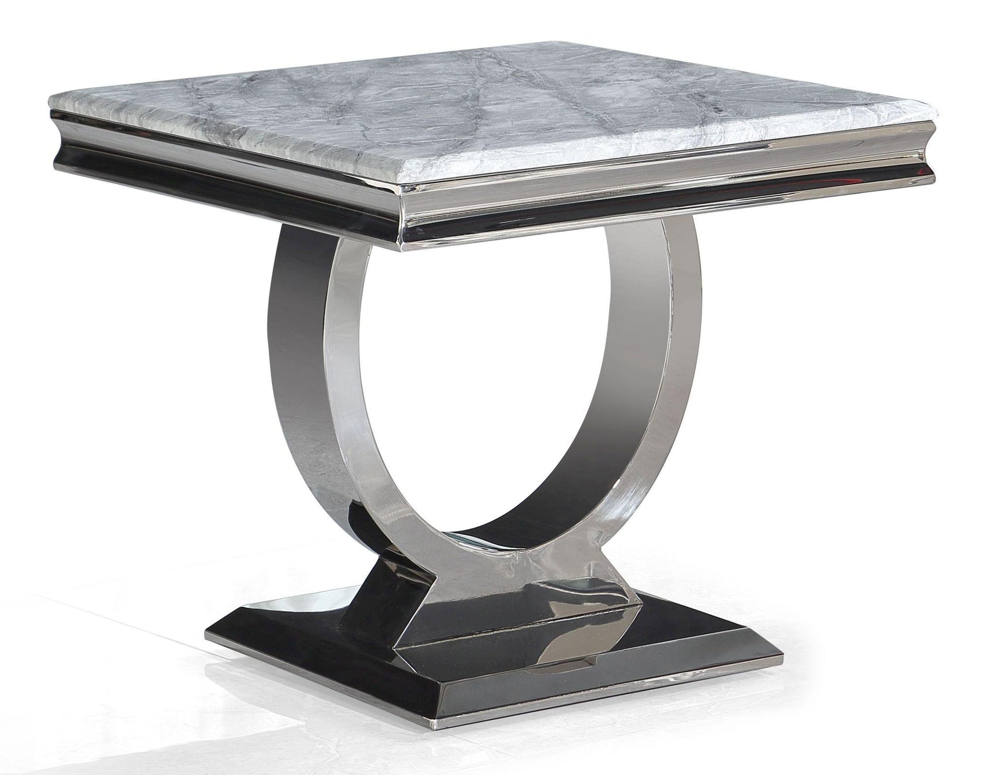 Welby Grey Marble and Chrome Side Table
