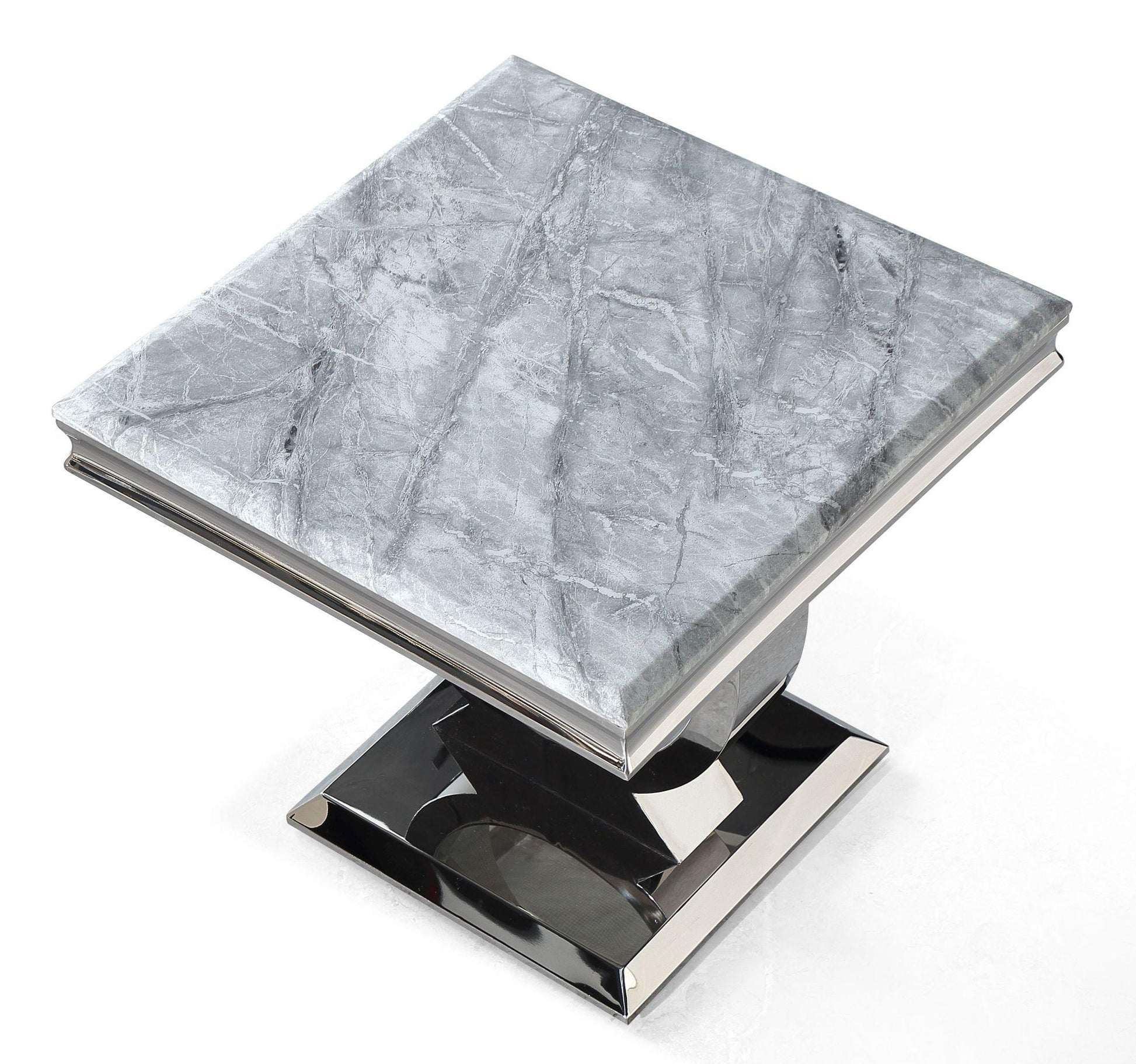 Welby Grey Marble and Chrome Side Table