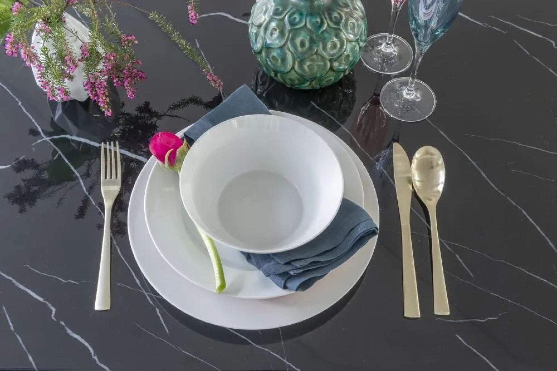 Nebula Black Marble Dining Table - 160cm