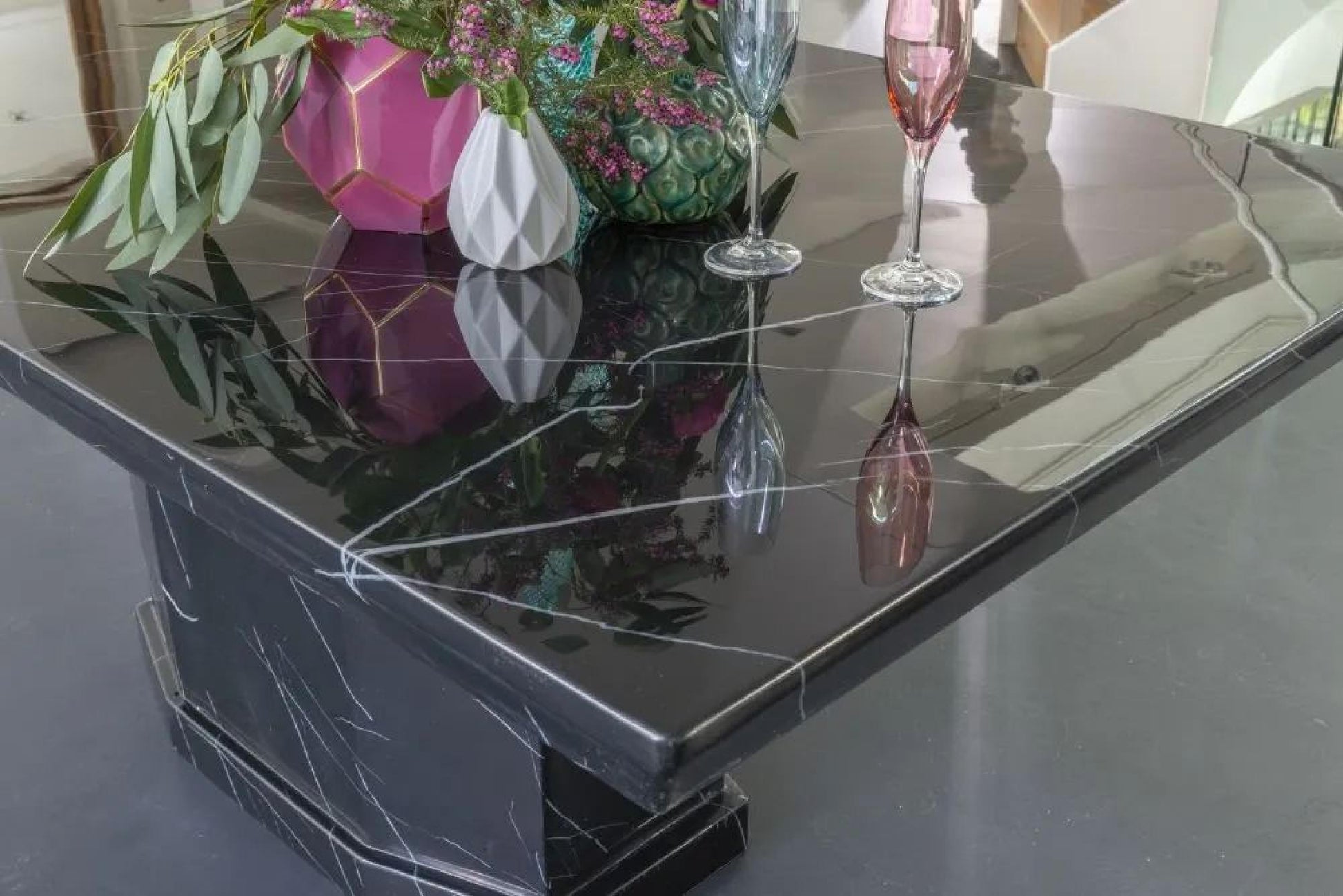 Nebula Black Marble Dining Table - 160cm