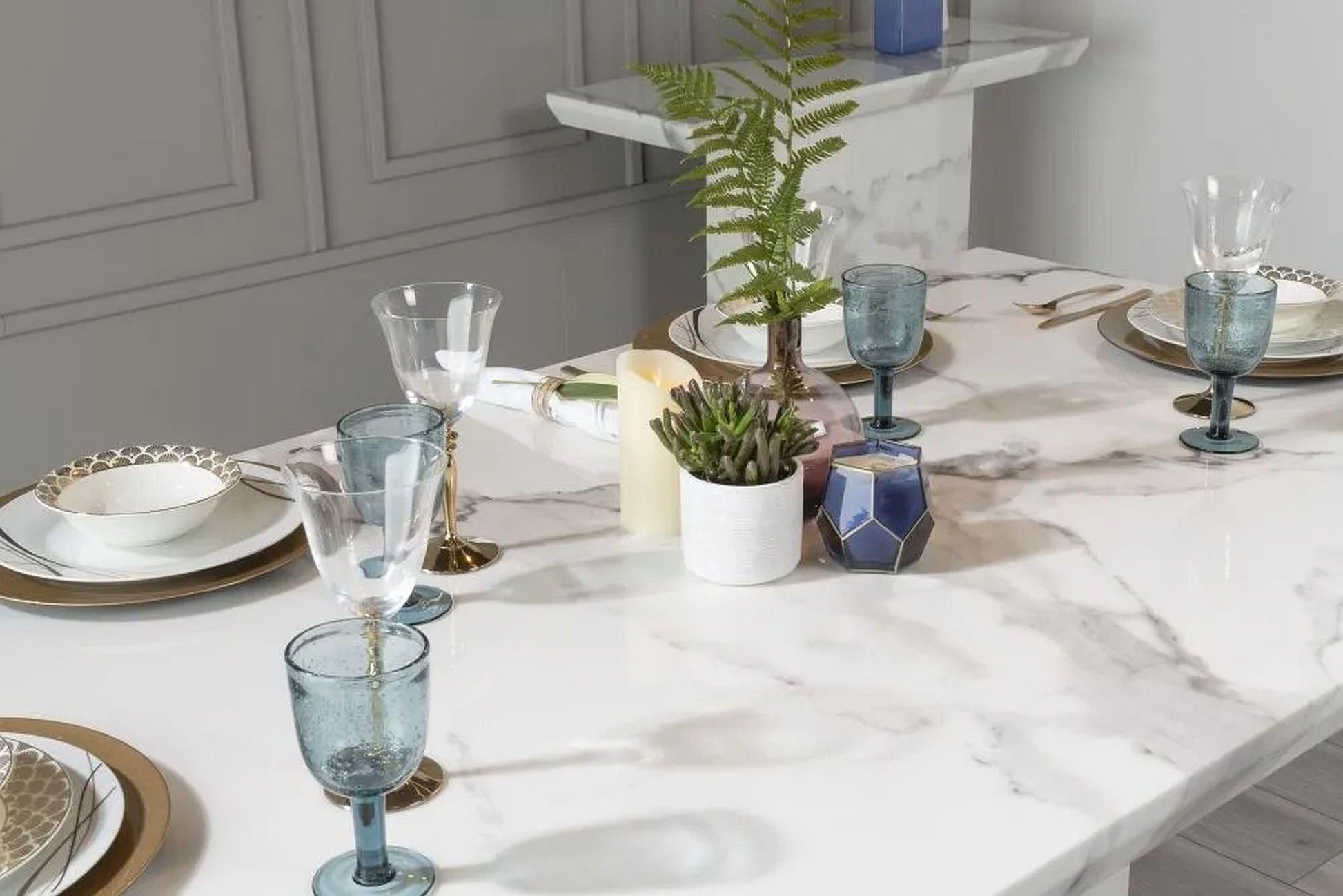 Athens White Marble Dining Table - 200