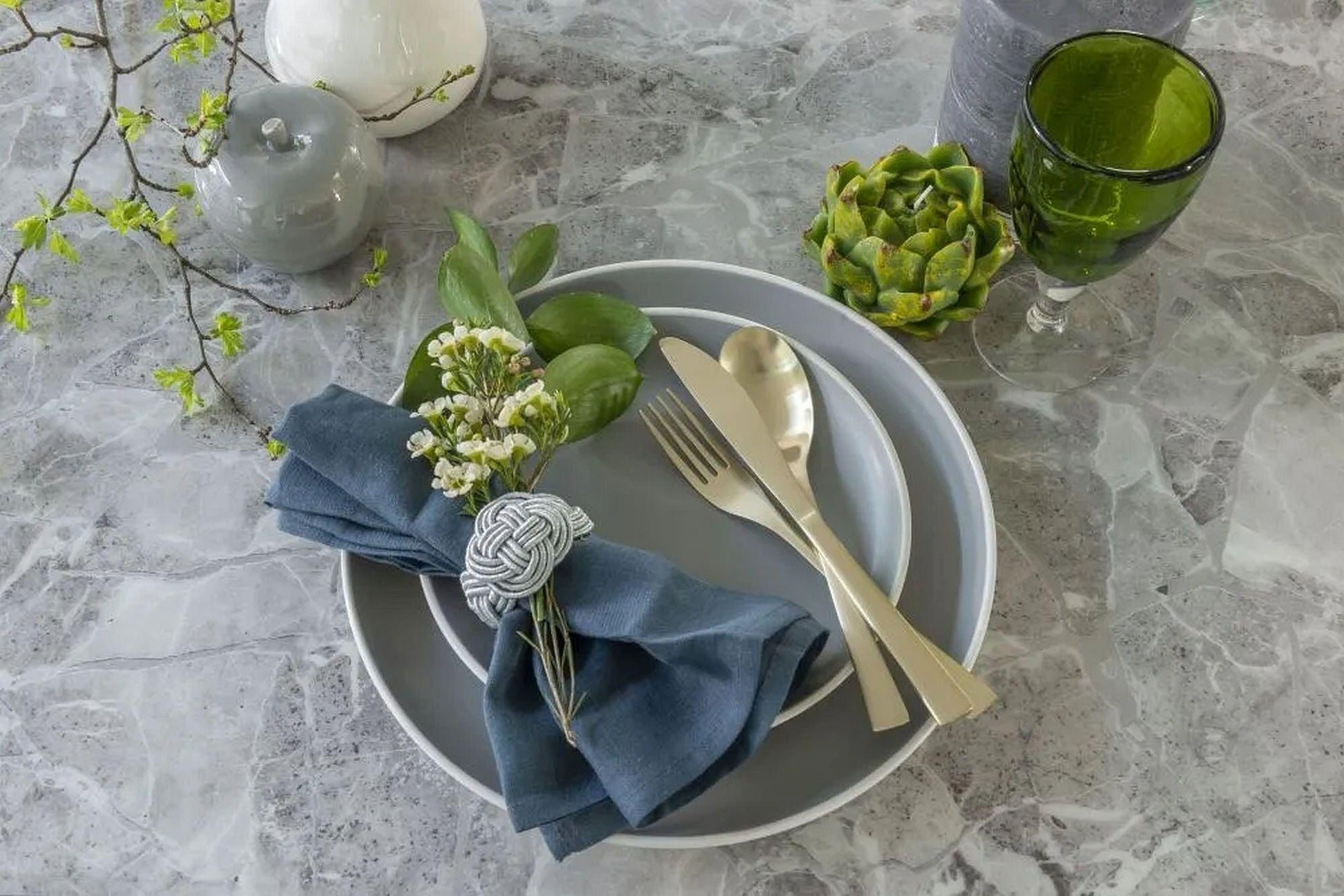 Anza Square Grey Marble Dining Table - 140cm