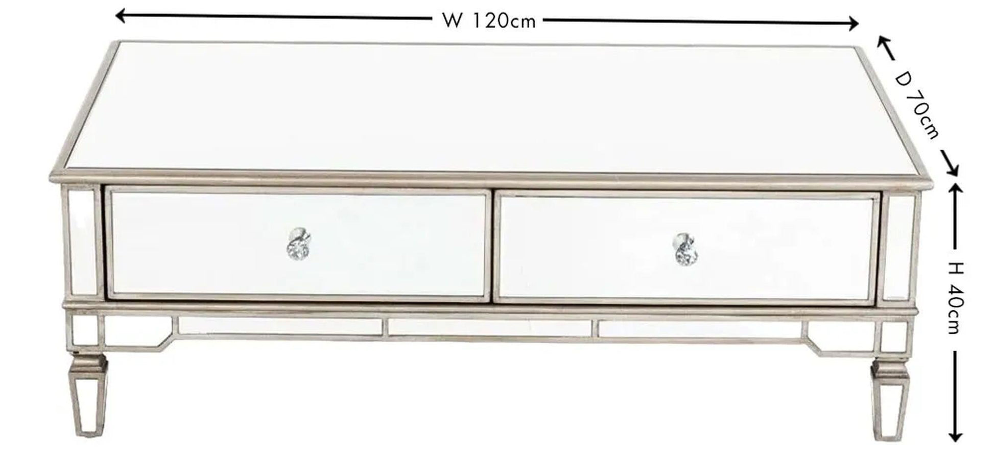 Acorn Mirrored Champagne Trim Coffee Table