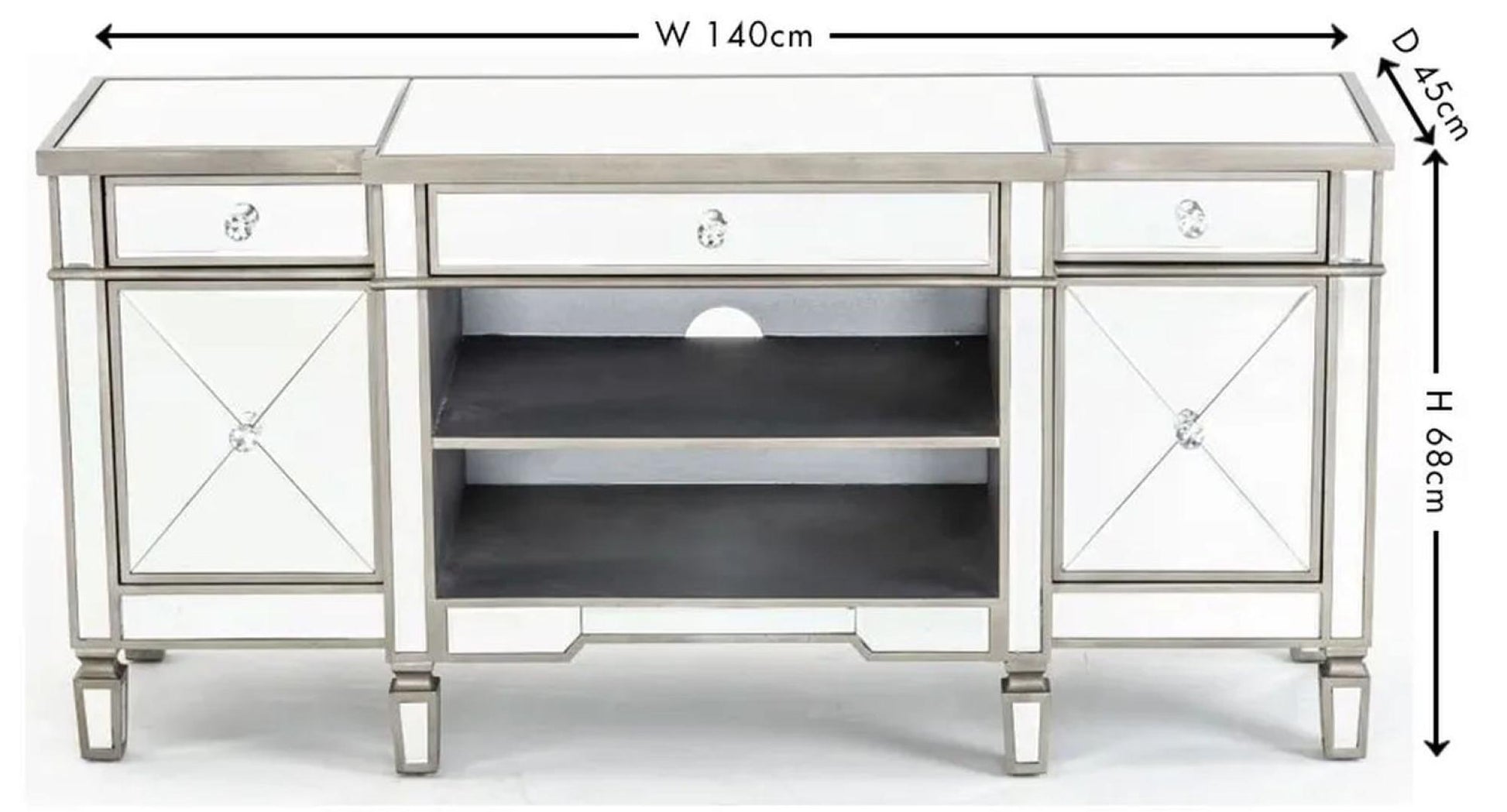 Acorn Mirrored Champagne Trim TV Unit