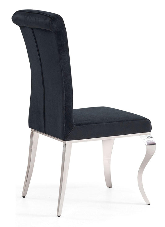 Merida Black Velvet Fabric Dining Chair - Pair of 2