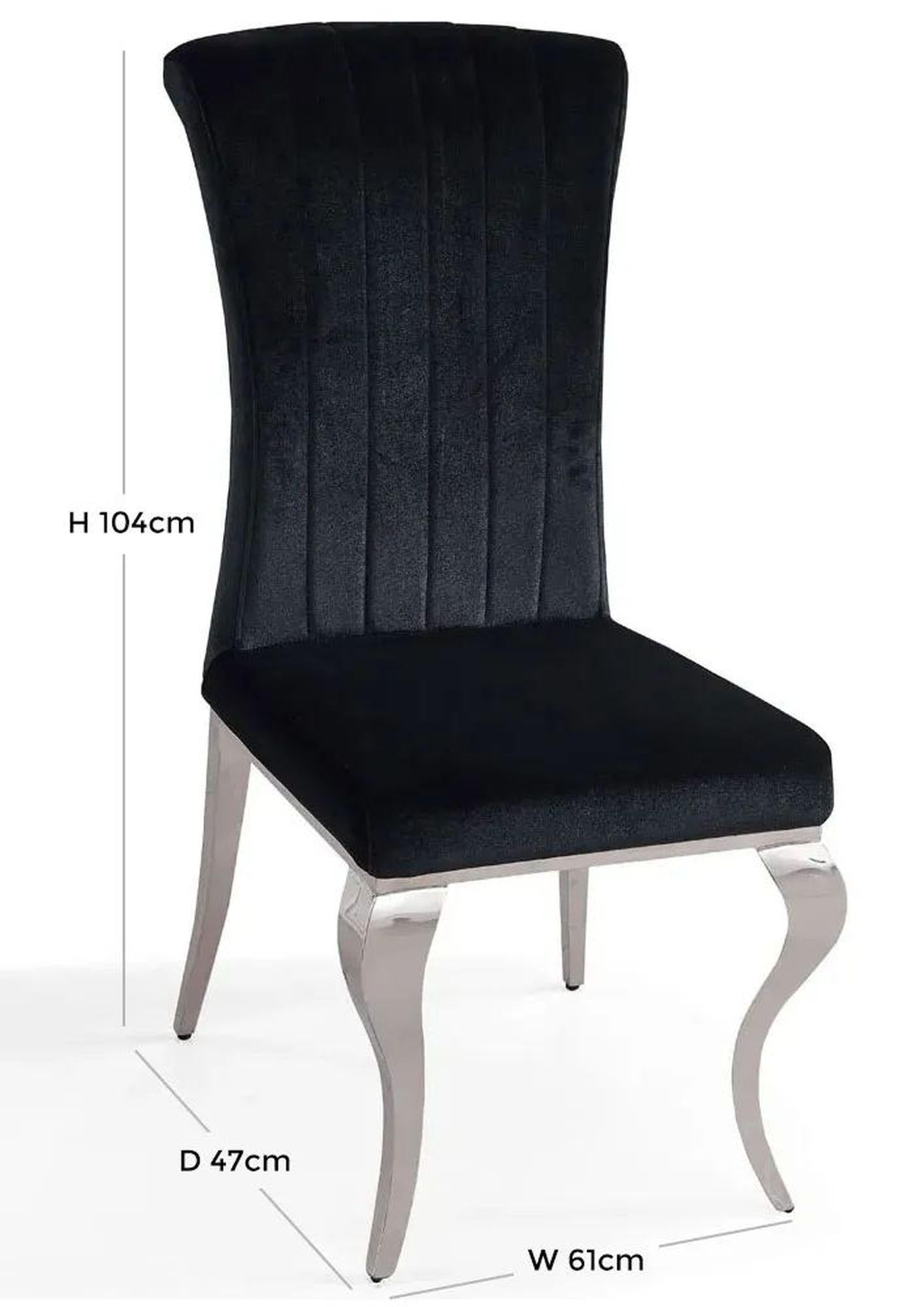 Merida Black Velvet Fabric Dining Chair - Pair of 2