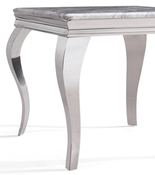 Merida Grey Marble and Chrome Square Dining Table - 100cm