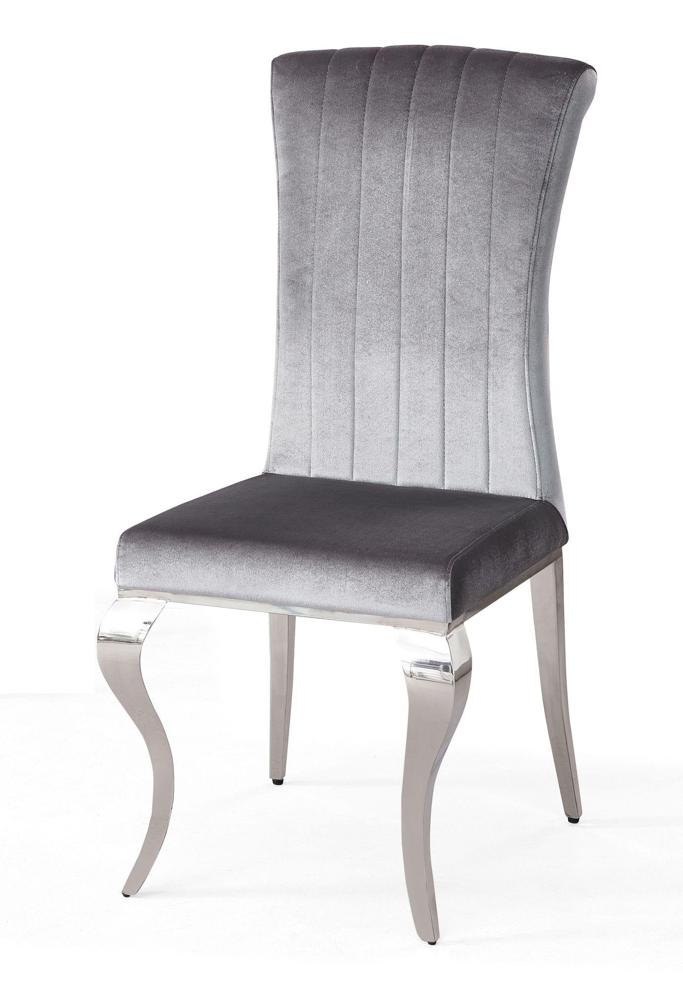 Merida Grey Velvet Fabric Dining Chair - Pair of 2