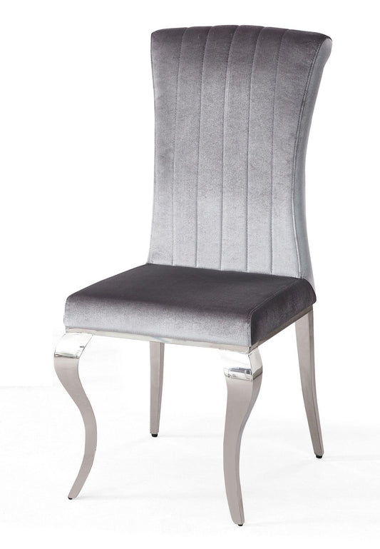 Merida Grey Velvet Fabric Dining Chair - Pair of 2