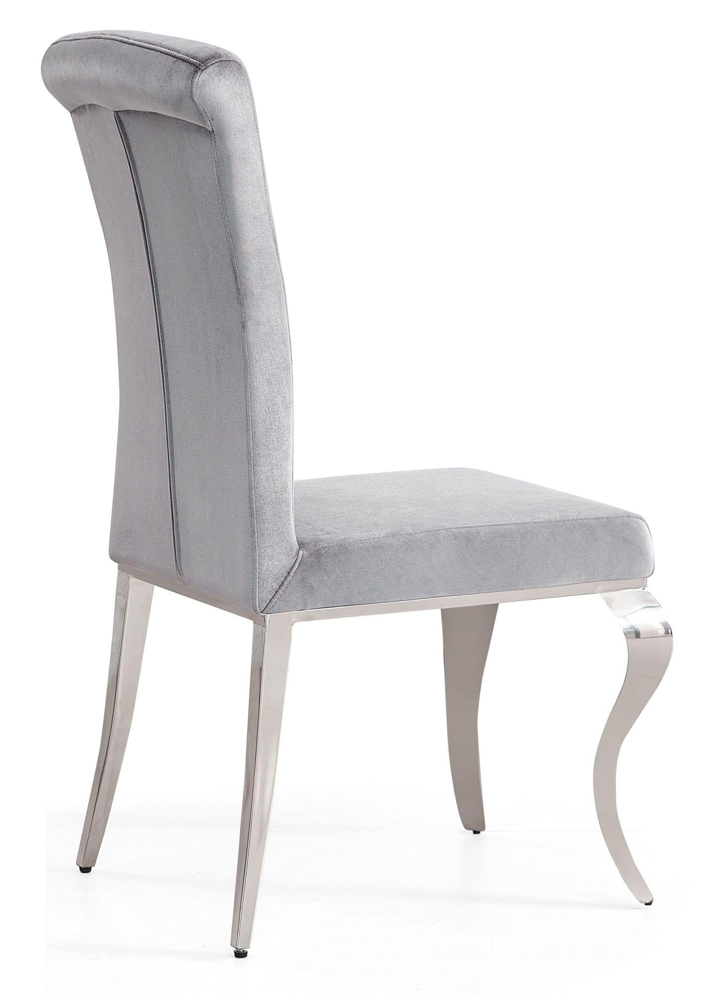 Merida Grey Velvet Fabric Dining Chair - Pair of 2