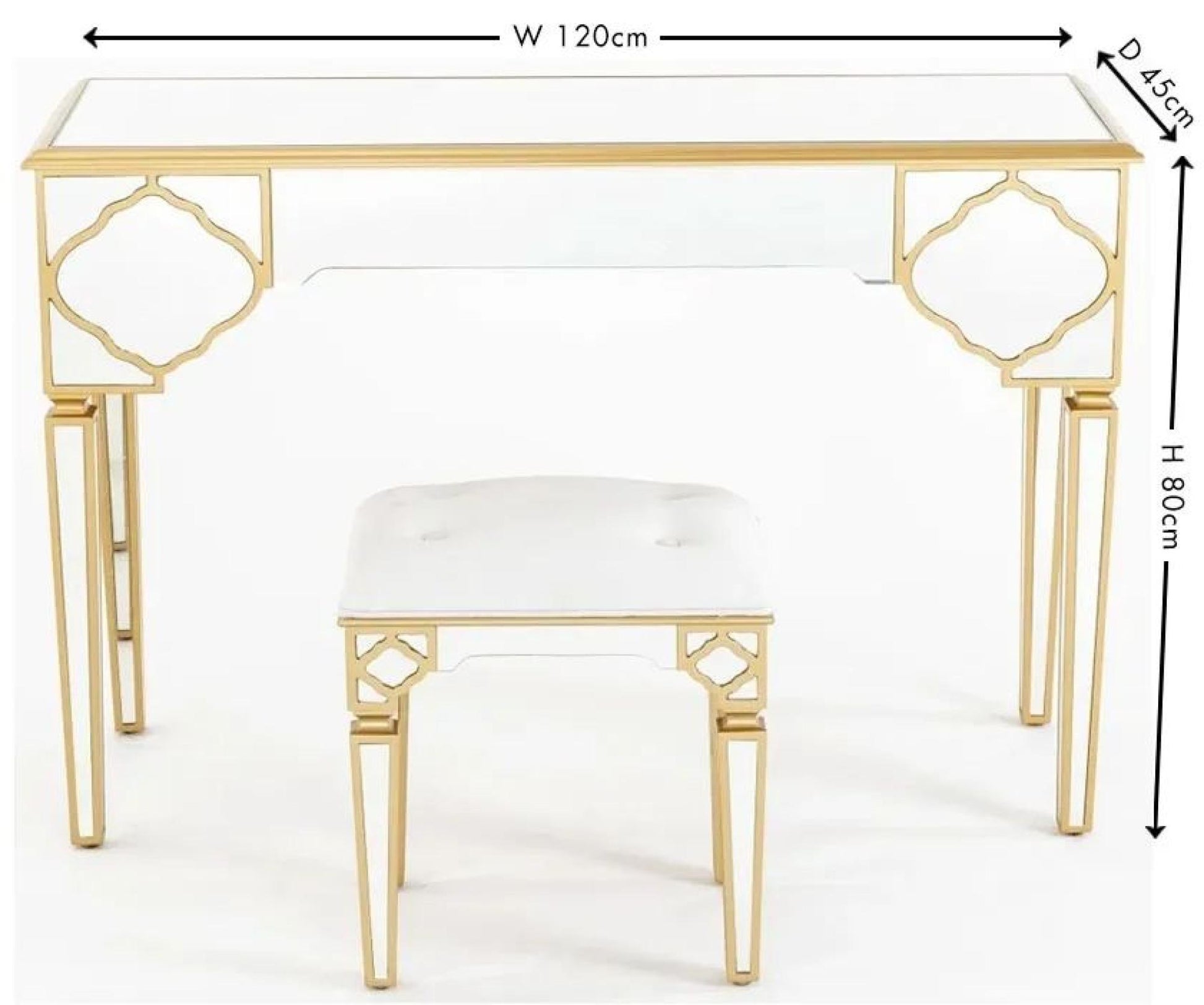 Cairo Mirrored Gold Trim Dressing Table